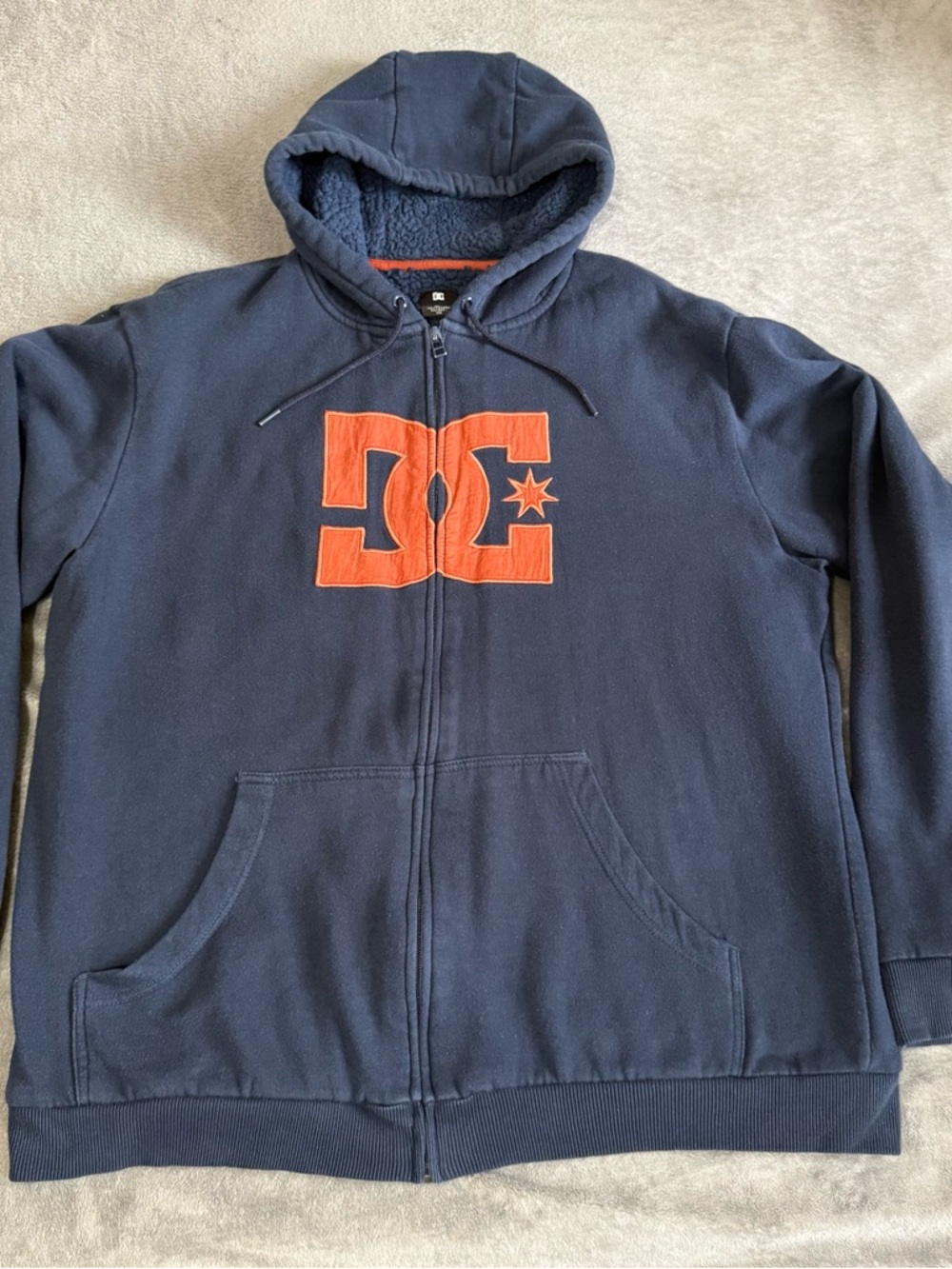 DC hoodie Jacket Sweater Sherpa lined full zip navy XXL